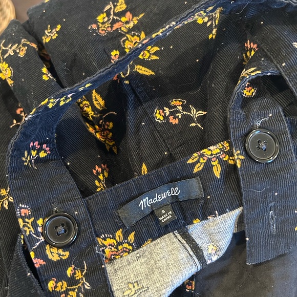 Madewell Corduroy Cross-Back Overalls in Forest Floral Mix - Picture 14 of 15